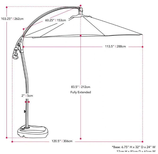 9.5' Cantilever Patio Umbrella with Water Base