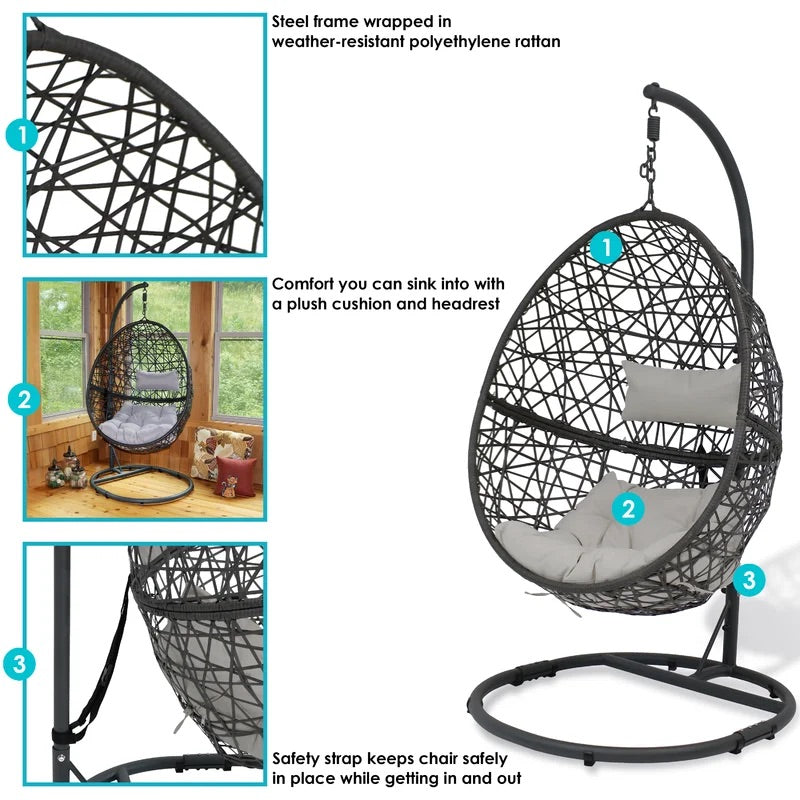 Single Seating Outdoor / Indoor Hanging Egg Patio Chair 2023 Version