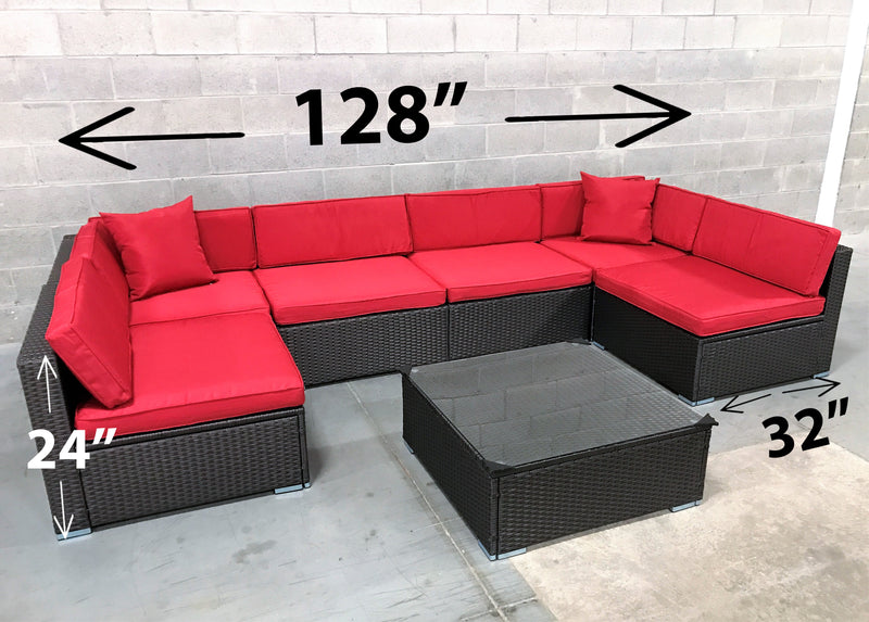 7 pcs Outdoor Patio Furniture Sectional Conversation Set Aluminum Frame