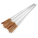Wood Handle Steel BBQ Meat Vegetable 11" Large Kebab Skewers (Pack Of 12)