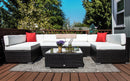 7 Piece Patio Furniture Steel Garden Wicker Sectional Sofa Set with Cushion Patio Outdoor