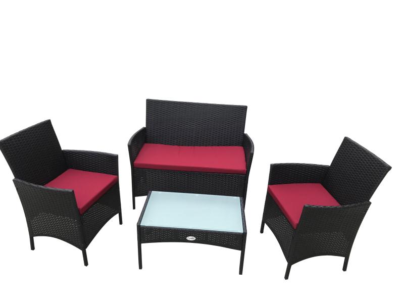 4 Piece Outdoor Patio Furniture Set Bistro - Red