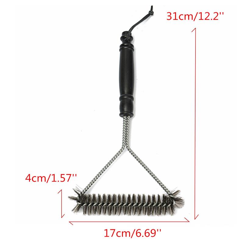 Barbecue Grill BBQ Brush Stainless Steel Wire Bristles Cleaning Brushes With Handle Durable
