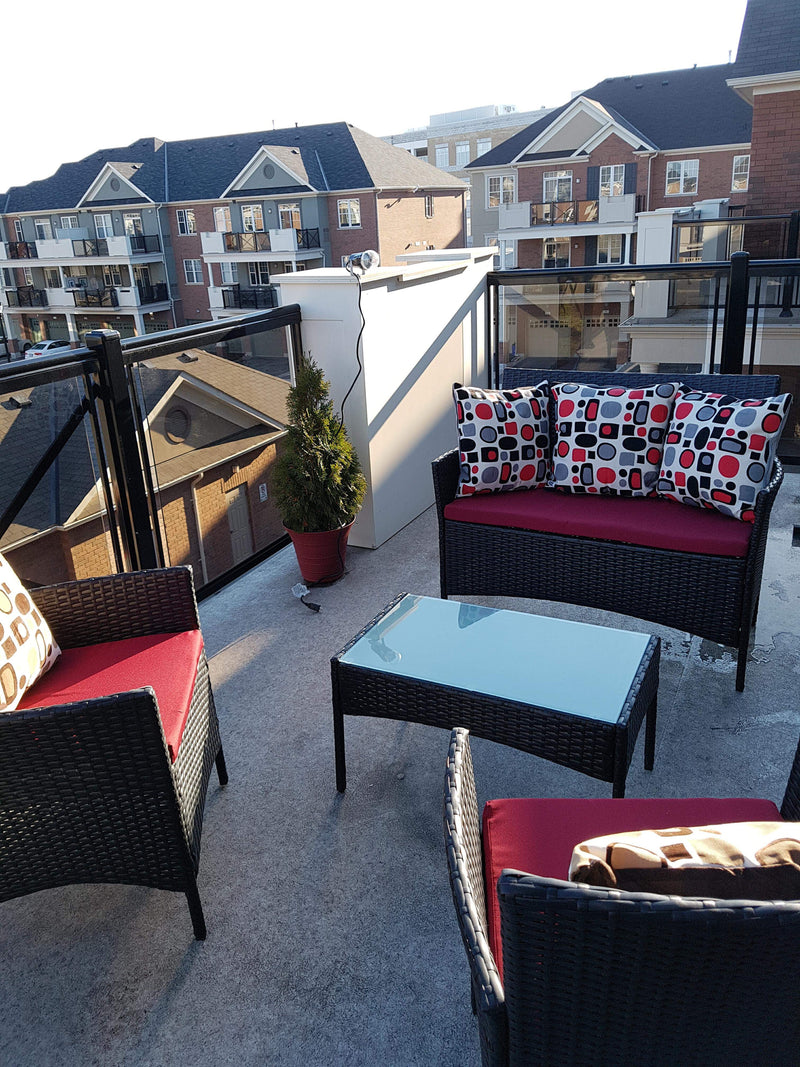 4 Piece Outdoor Patio Furniture Set Bistro - Red