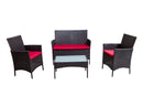 4 Piece Outdoor Patio Furniture Set Bistro - Red