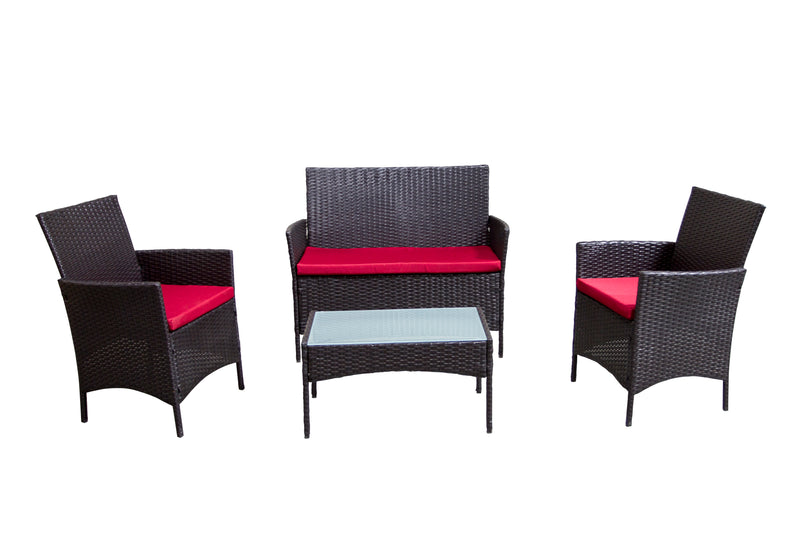 4 Piece Outdoor Patio Furniture Set Bistro - Red