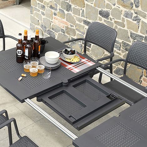 Nardi 9-piece Libeccio 87 in. x 40 in. Patio Dining Table with 8 Bora Armchairs