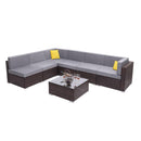 7 pcs Outdoor Patio Furniture Sectional Conversation Set Aluminum Frame