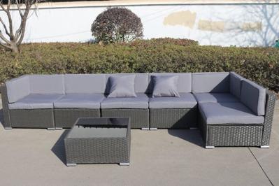 7 pcs Outdoor Patio Furniture Sectional Conversation Set Aluminum Frame