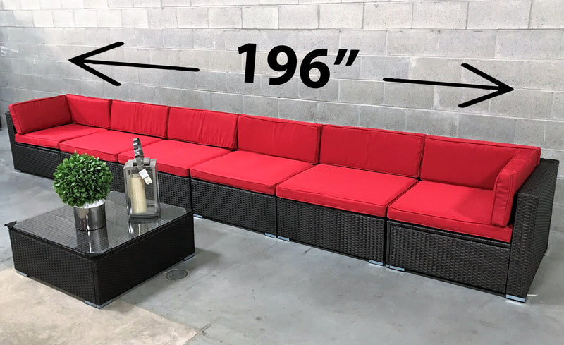7 pcs Outdoor Patio Furniture Sectional Conversation Set Aluminum Frame