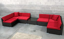 7 pcs Outdoor Patio Furniture Sectional Conversation Set Aluminum Frame
