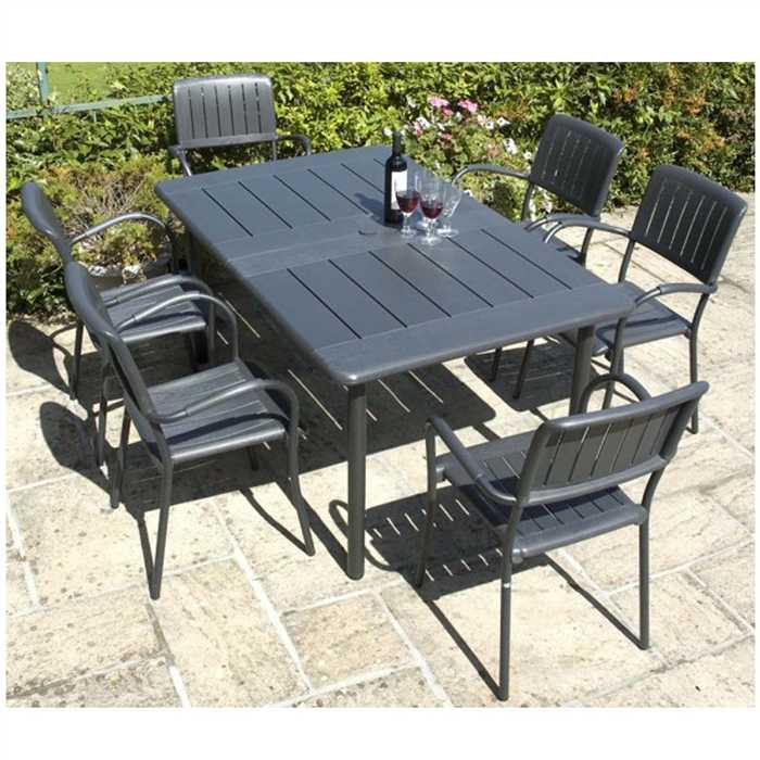 Nardi Maestrale Patio Dining Table with 8 Musa Armchairs in Charcoal