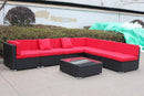 7 Piece Patio Furniture Steel Garden Wicker Sectional Sofa Set with Cushion Patio Outdoor