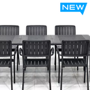 Nardi Maestrale Patio Dining Table with 8 Musa Armchairs in Charcoal