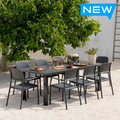 Nardi 9-piece Libeccio 87 in. x 40 in. Patio Dining Table with 8 Bora Armchairs