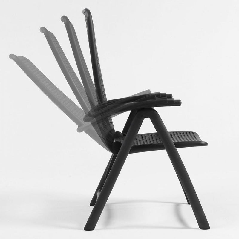 Nardi Charcoal Libeccio Dining Table with 6 Darsena 5-Position Patio Folding Chair