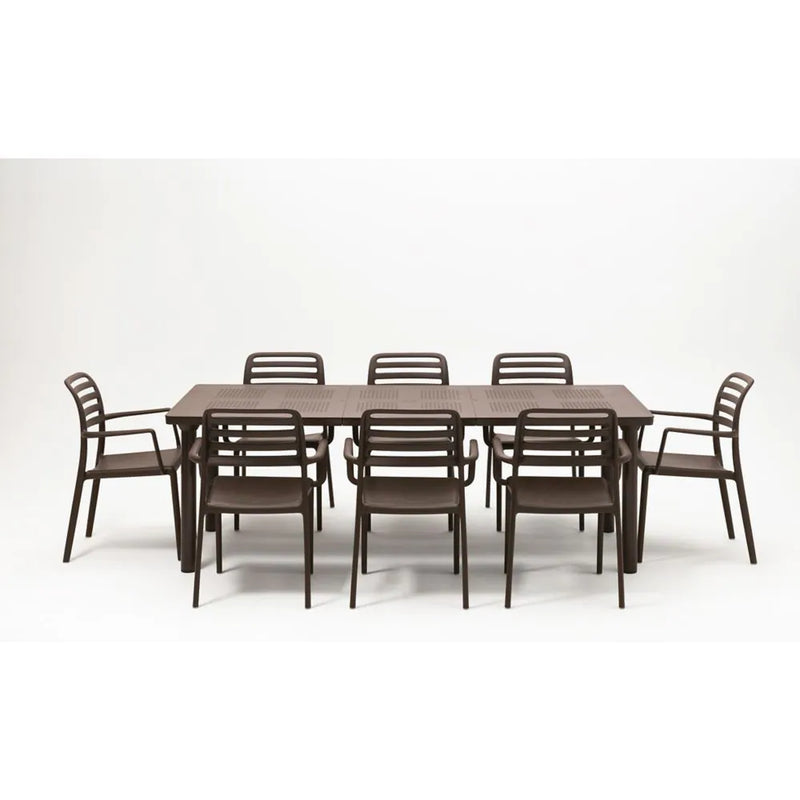 Nardi 9-piece Libeccio 87 in. x 40 in. Patio Dining Table with 8 Bora Armchairs