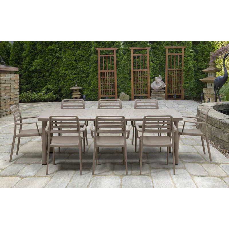 Nardi 9-piece Libeccio 87 in. x 40 in. Patio Dining Table with 8 Bora Armchairs