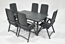 Nardi Charcoal Libeccio Dining Table with 6 Darsena 5-Position Patio Folding Chair